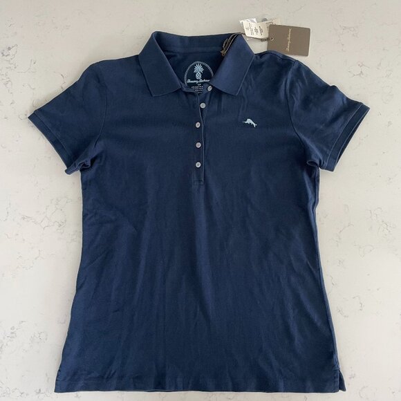 Tommy Bahama New Paradise SS 5 Button Cotton Polo Shirt Ocean Deep Blue S NWT - Picture 1 of 12